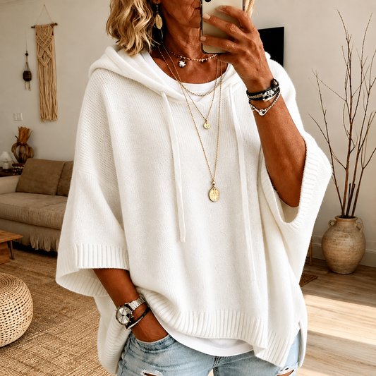 Janice – Suéter Poncho Blanco