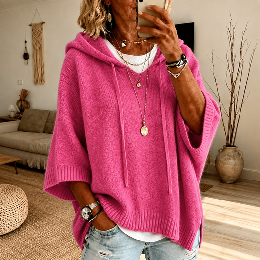 Chloe – Suéter Poncho Rosa