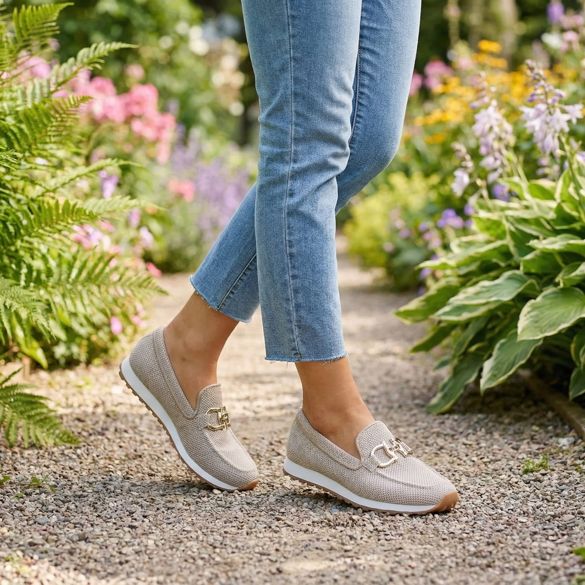 Zapatillas mocasín mujer cómodas transpirables