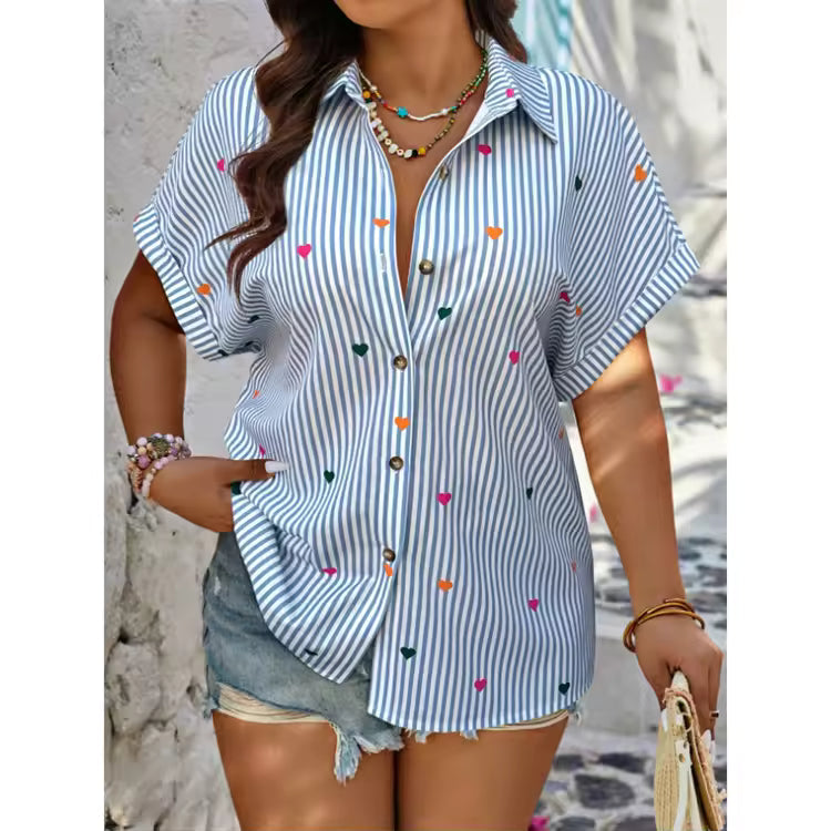 Milagros | Blusa Camisera Fluida Curvy - Especial Plus Size