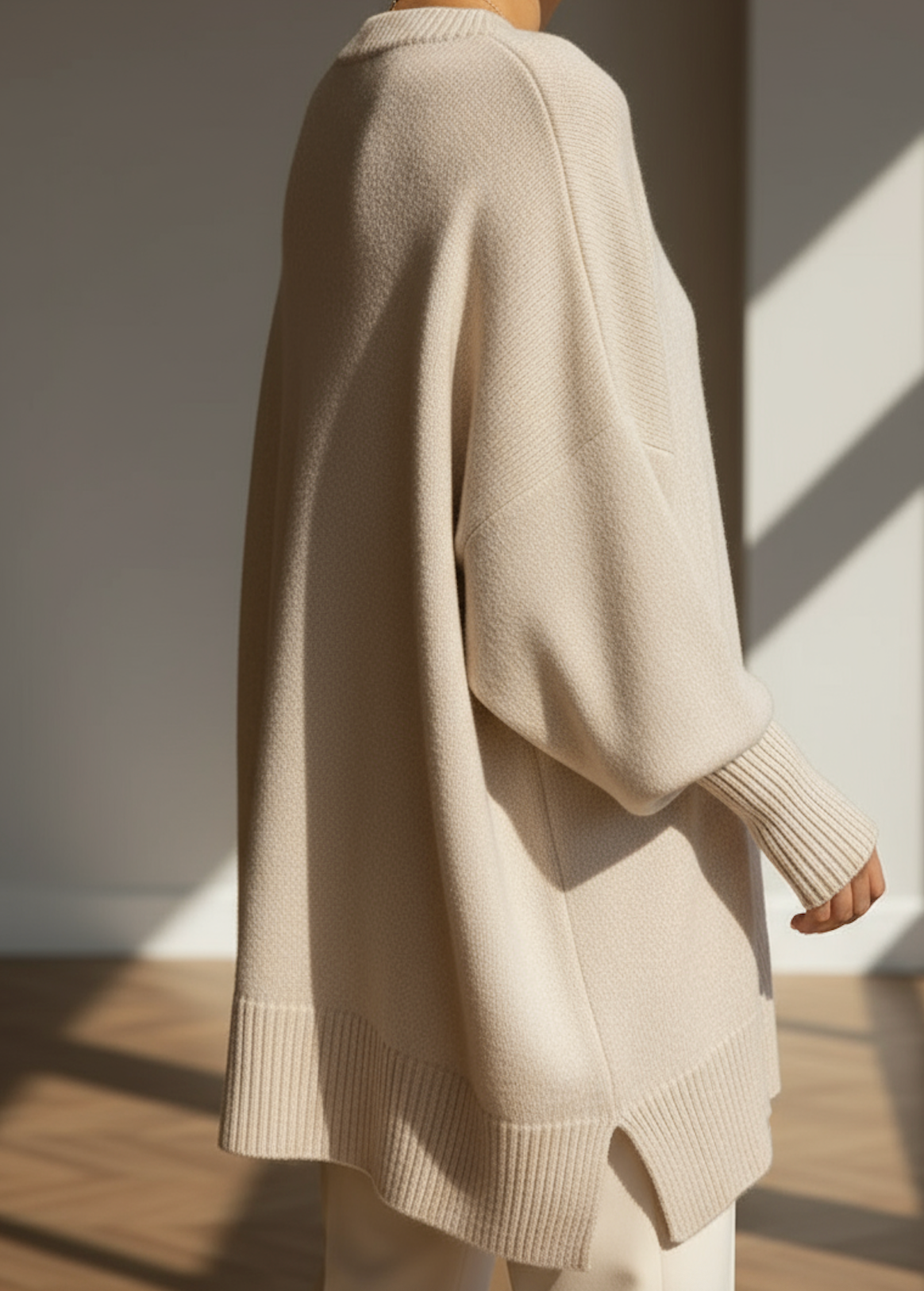 Jersey oversize mujer cuello redondo punto cálido