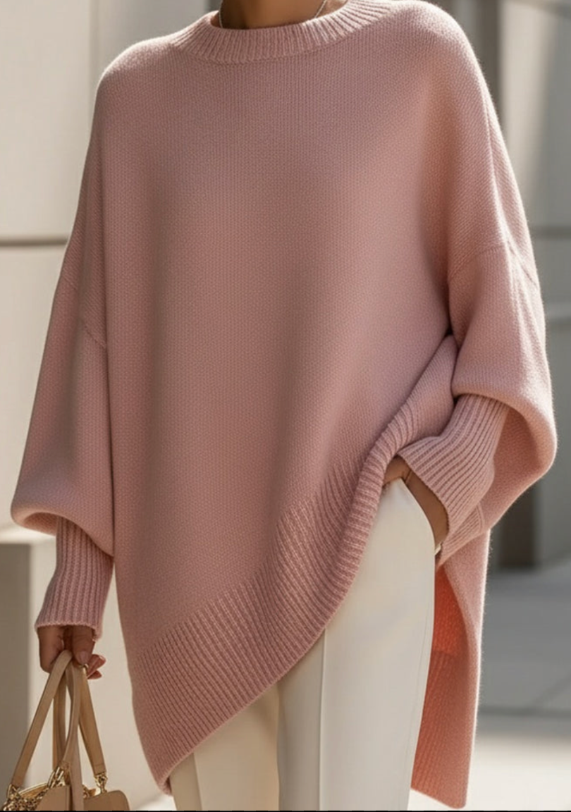 Jersey oversize mujer cuello redondo punto cálido