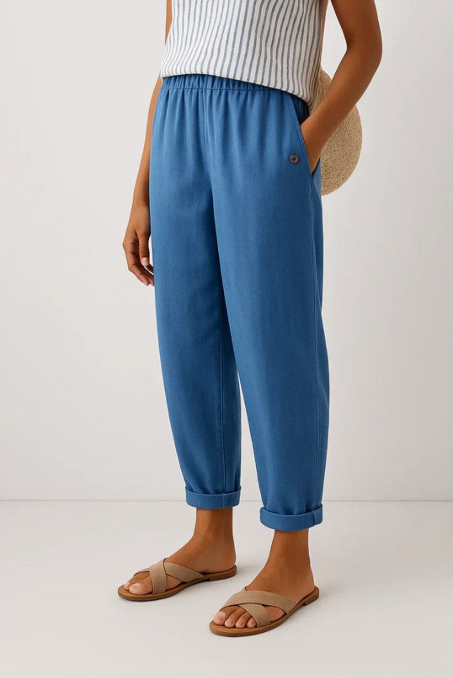 Pantalón ligero hombre efecto lino verano corte amplio