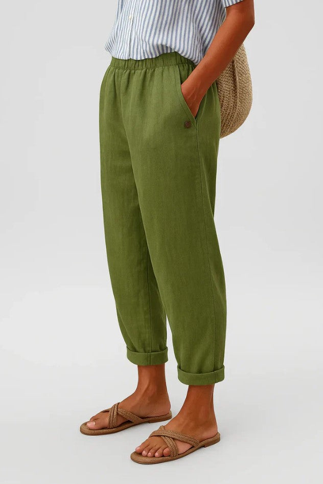 Pantalón ligero hombre efecto lino verano corte amplio
