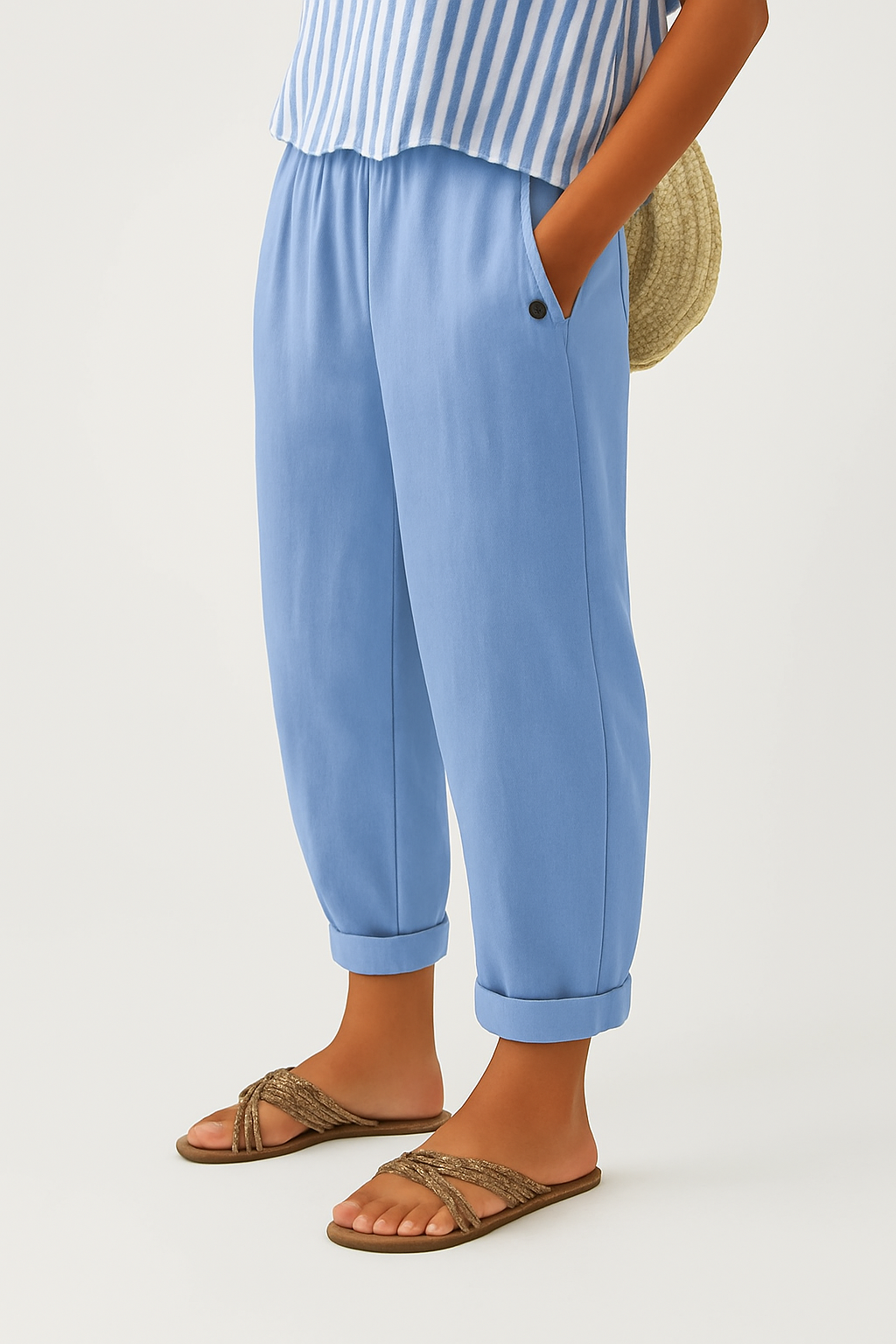 Pantalón ligero hombre efecto lino verano corte amplio