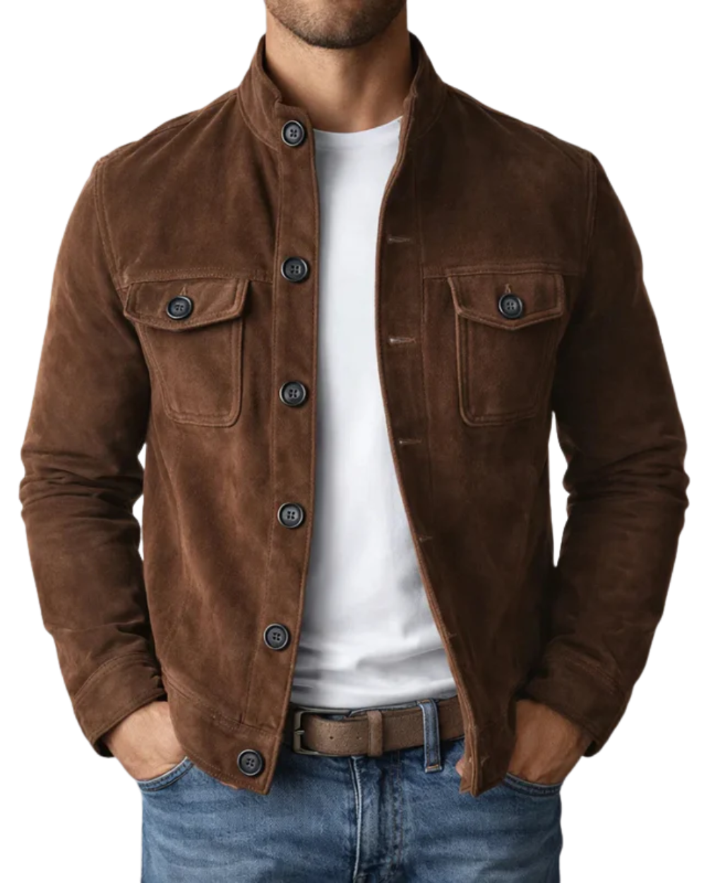 Bomber efecto ante hombre con cuello elástico premium