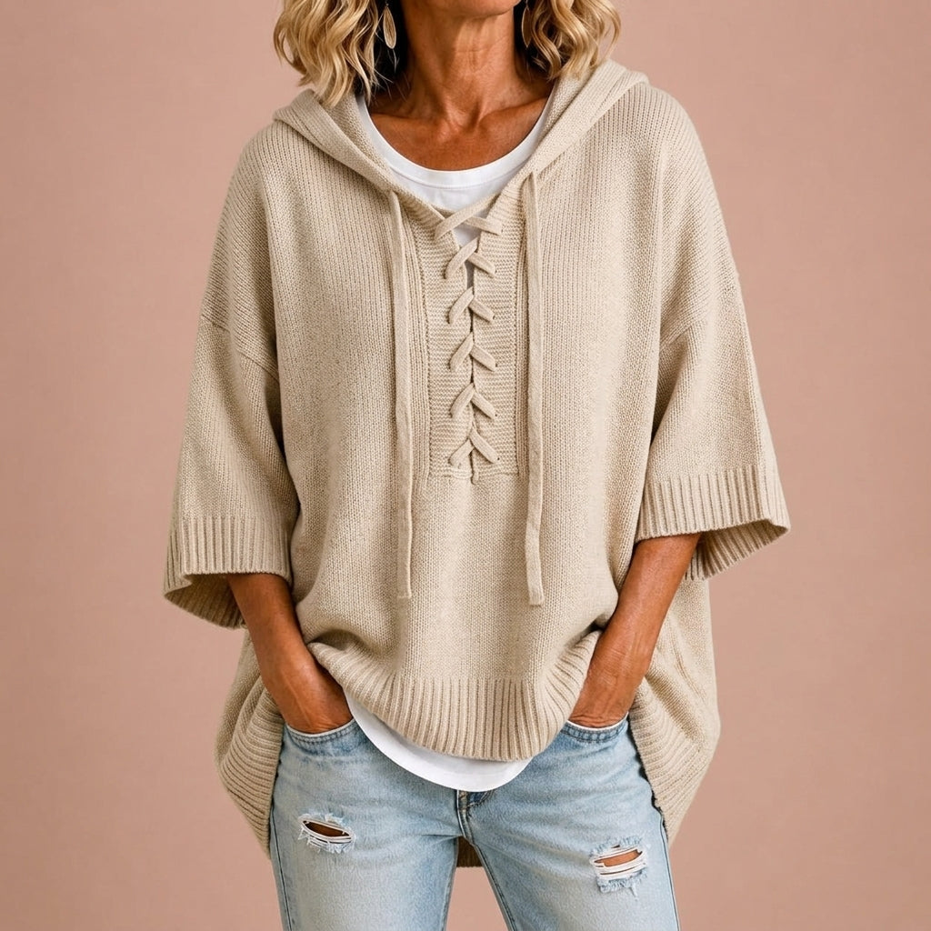 Poncho CLAUDIA de Punto con Capucha