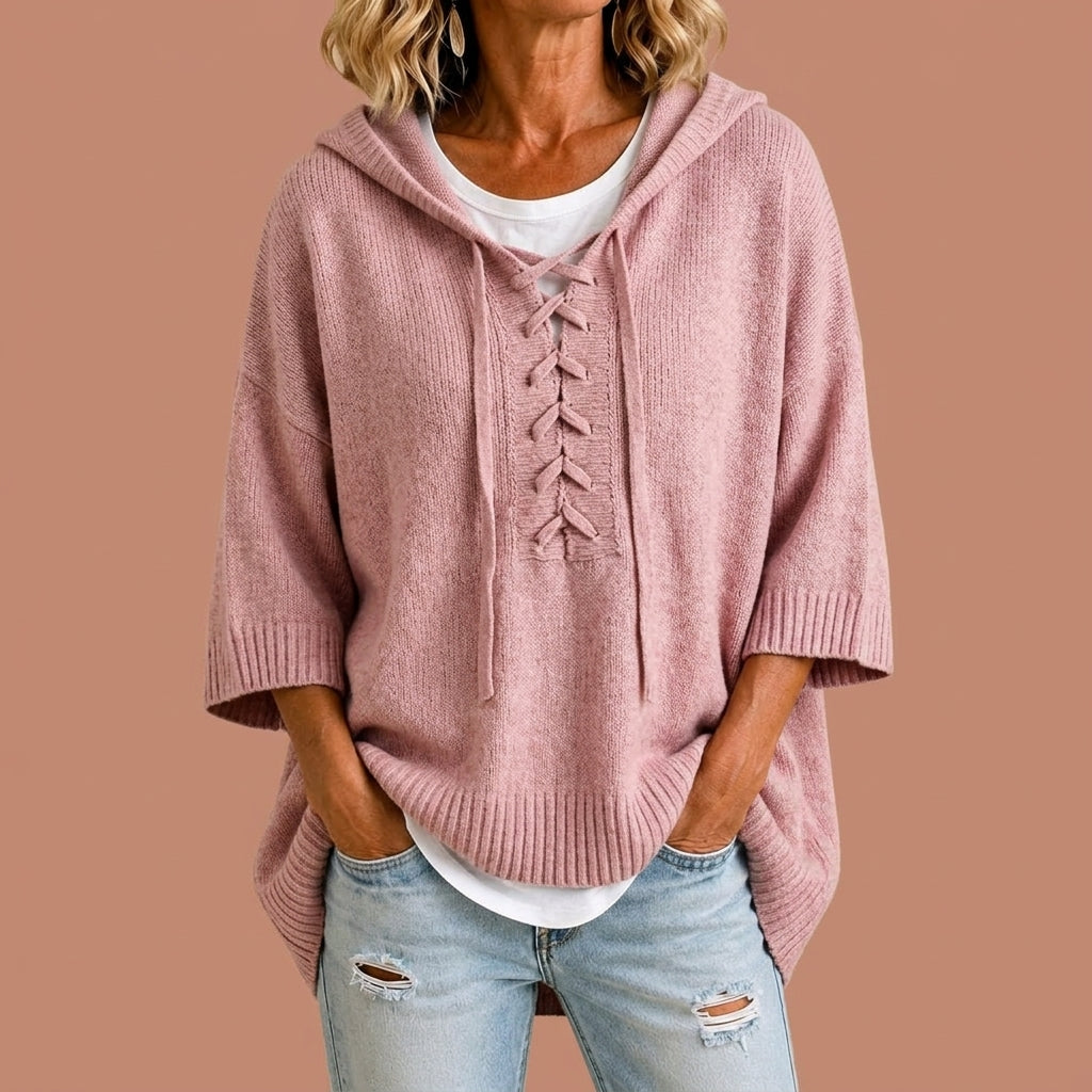 Poncho CLAUDIA de Punto con Capucha