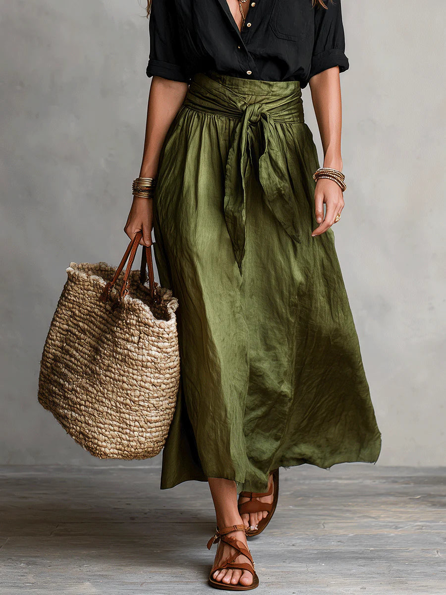 Malena | Conjunto Elegante de Dos Piezas: Camisa y Falda Midi