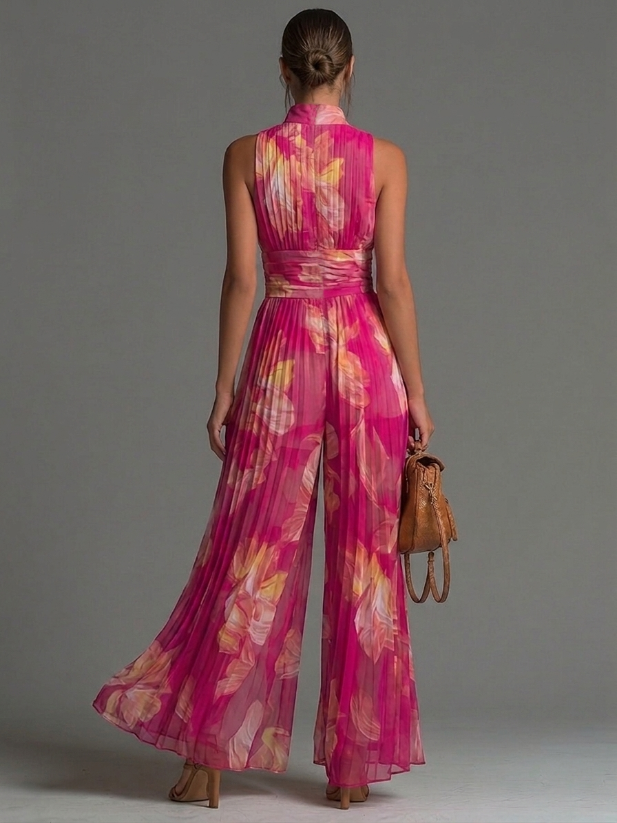 Mono Zsófia - Chifón Plisado Floral Fucsia