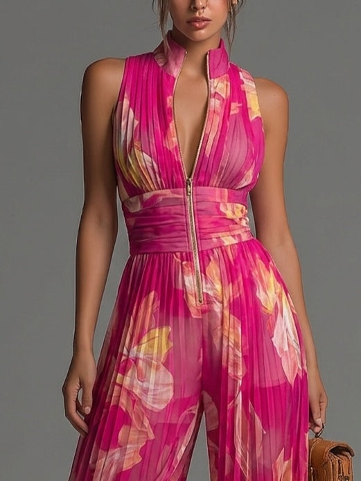 Mono Zsófia - Chifón Plisado Floral Fucsia