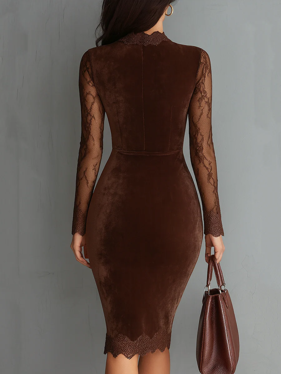 Aurélia | Mini-Vestido de Terciopelo con Mangas de Encaje