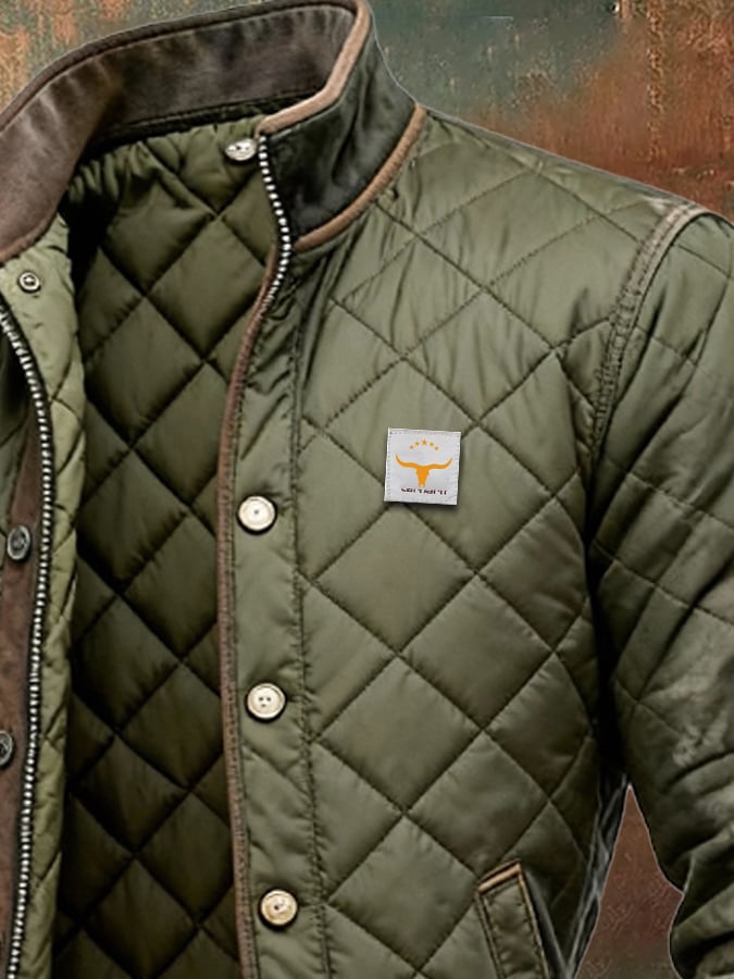 Chaqueta acolchada hombre entallada elegante verde