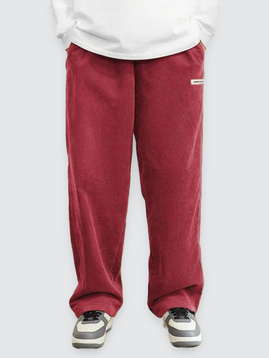 Agustín | Pantalón de Pana Recto con Cintura Elástica para Hombre - Granate