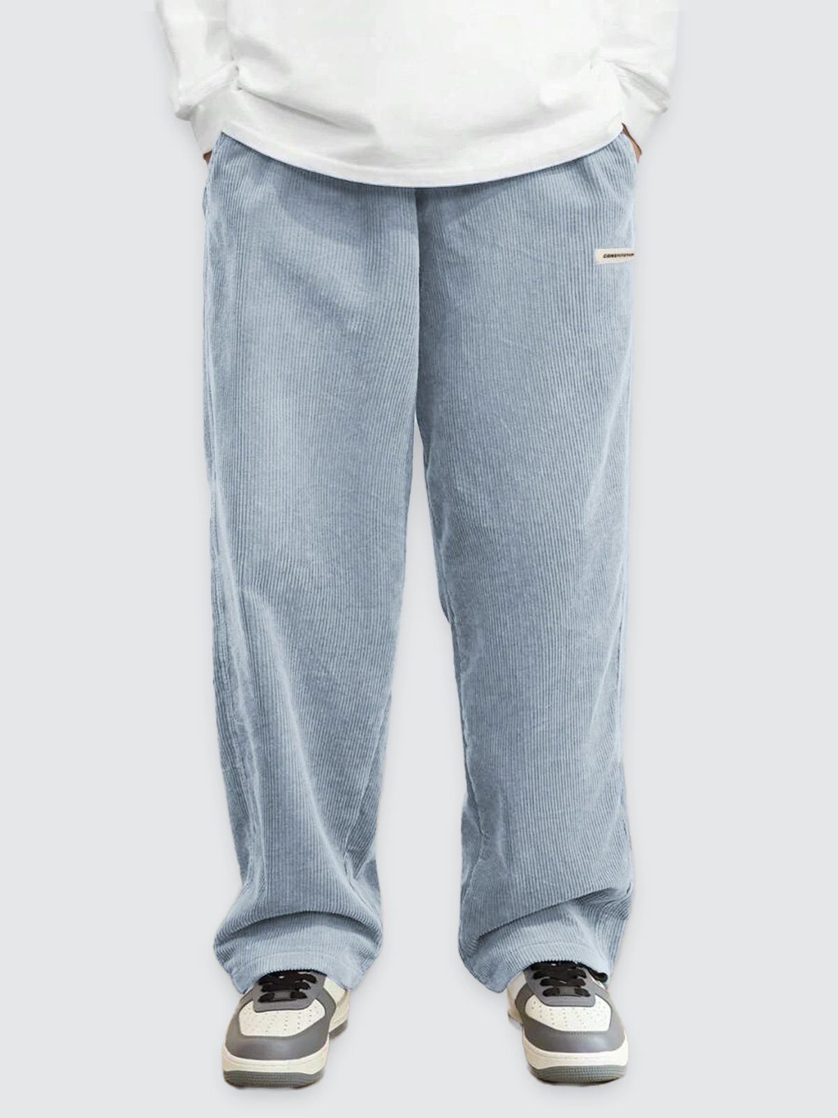 Agustín | Pantalón de Pana Recto con Cintura Elástica para Hombre - Azul claro
