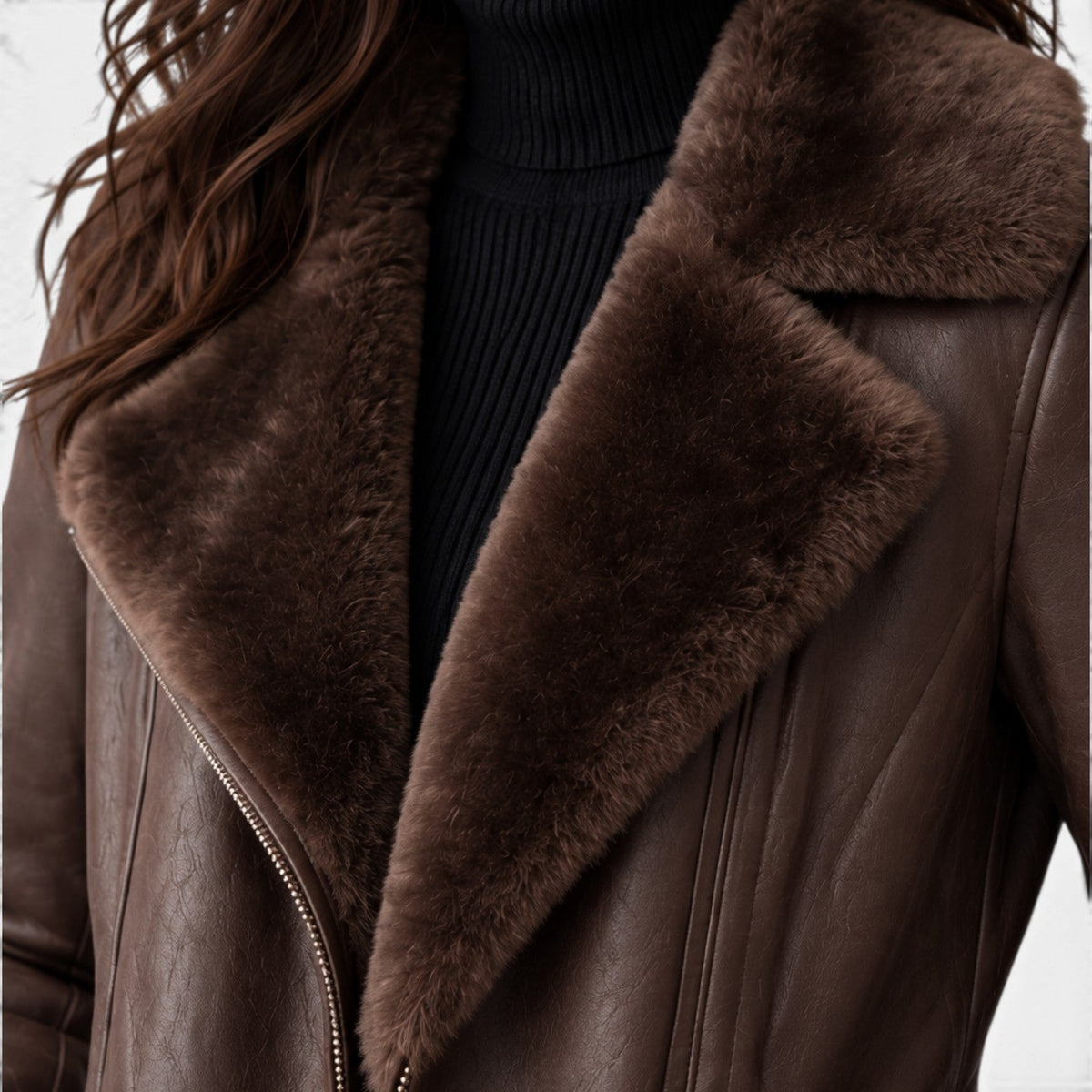 Chaqueta Efecto Piel con Cuello y Forro Tipo Borreguito - vista 4