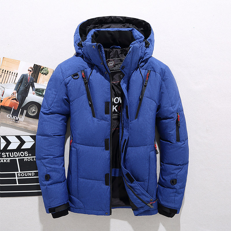 Alonso | Chaqueta Acolchada con Capucha y Cuello Alto para Hombre - Azul