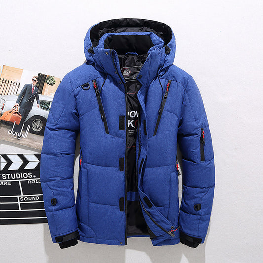 Alonso | Chaqueta Acolchada con Capucha y Cuello Alto para Hombre - Azul
