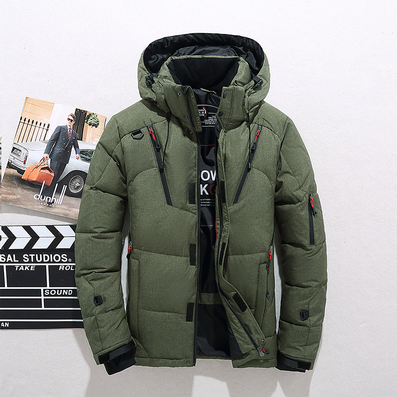 Alonso | Chaqueta Acolchada con Capucha y Cuello Alto para Hombre - Verde