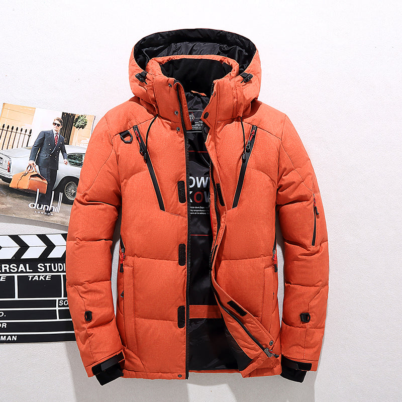 Alonso | Chaqueta Acolchada con Capucha y Cuello Alto para Hombre - Naranja