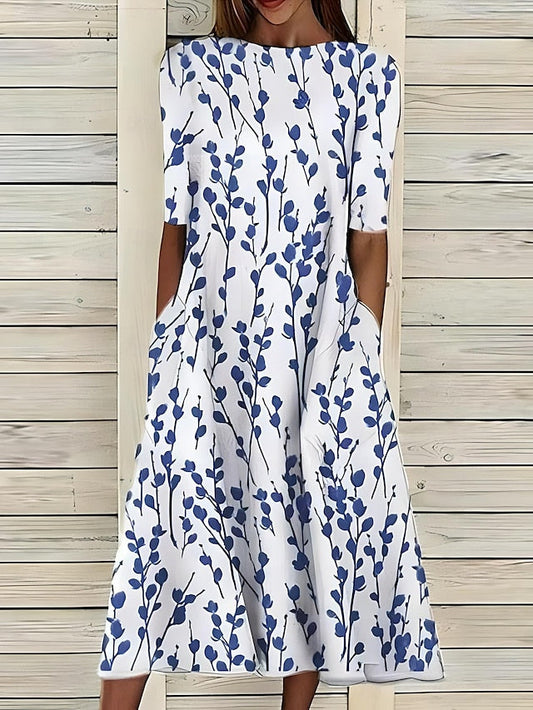 Marina | Vestido Midi Fluido con Estampado Floral