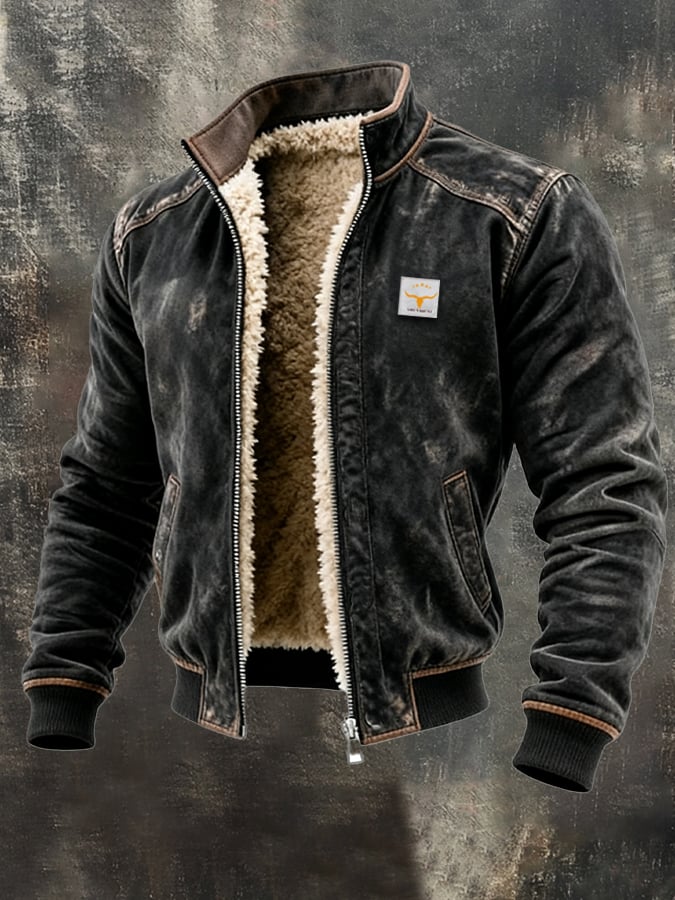 Chaqueta térmica de hombre efecto piel con forro tipo borreguito – vista 1