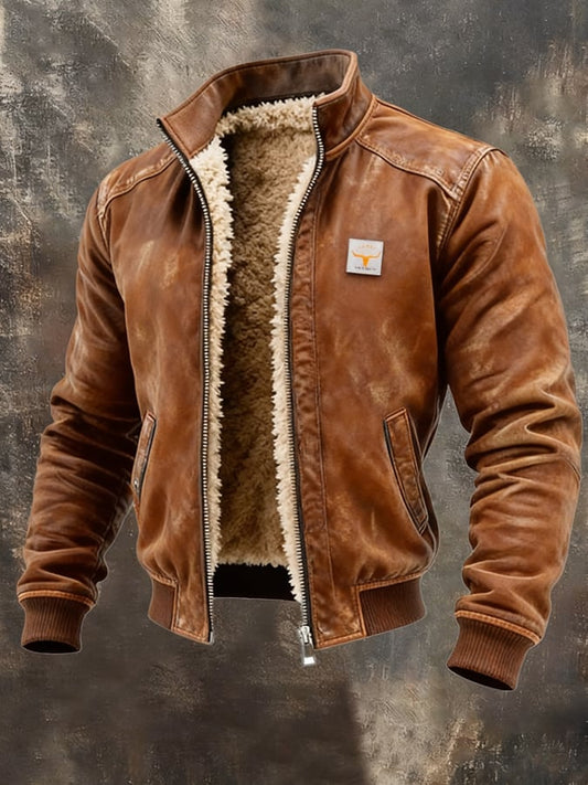 Chaqueta térmica de hombre efecto piel con forro tipo borreguito – vista 2