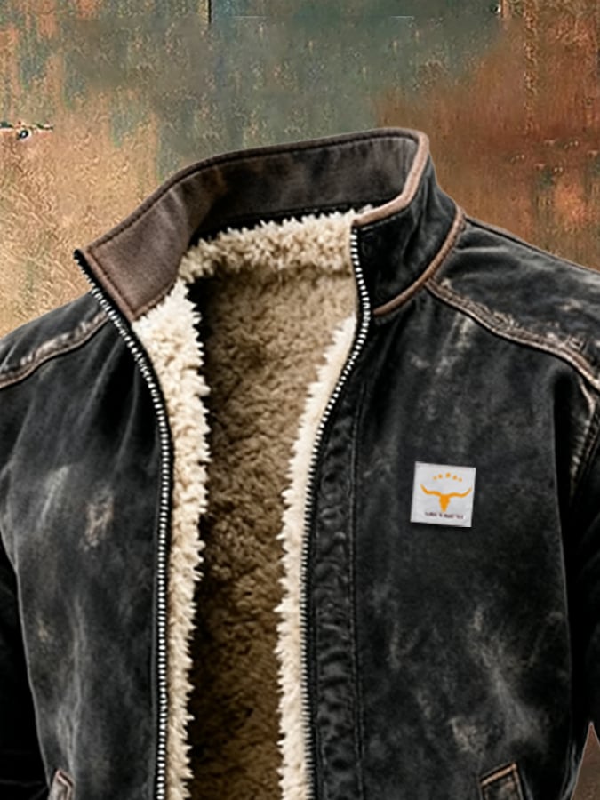 Chaqueta térmica de hombre efecto piel con forro tipo borreguito – vista 3