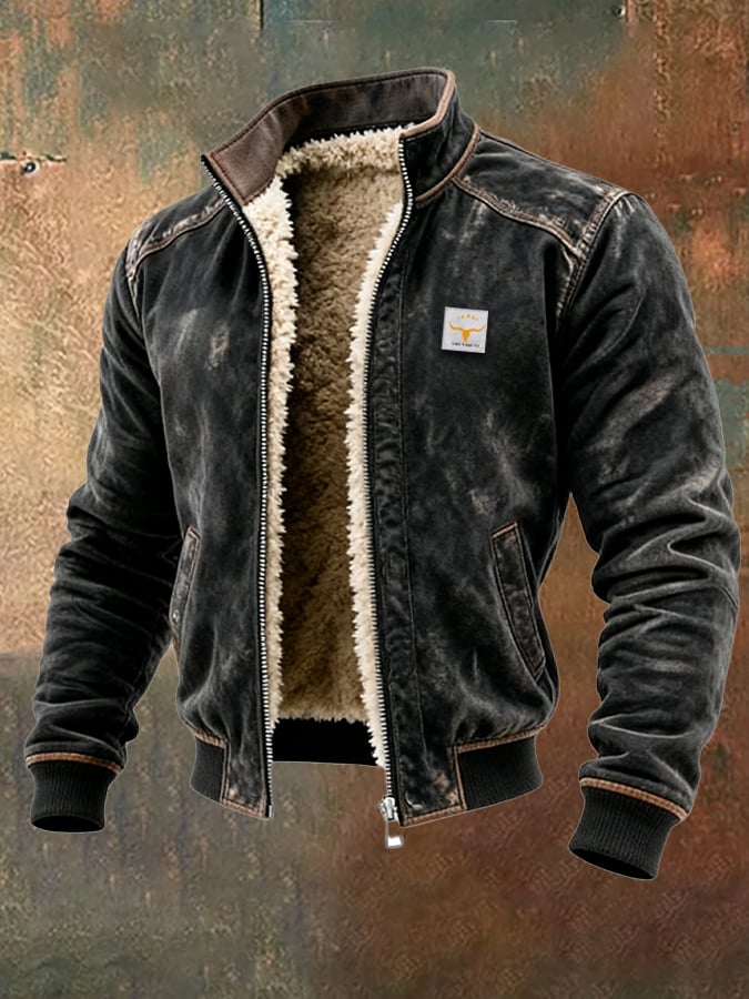Chaqueta térmica de hombre efecto piel con forro tipo borreguito – vista 5