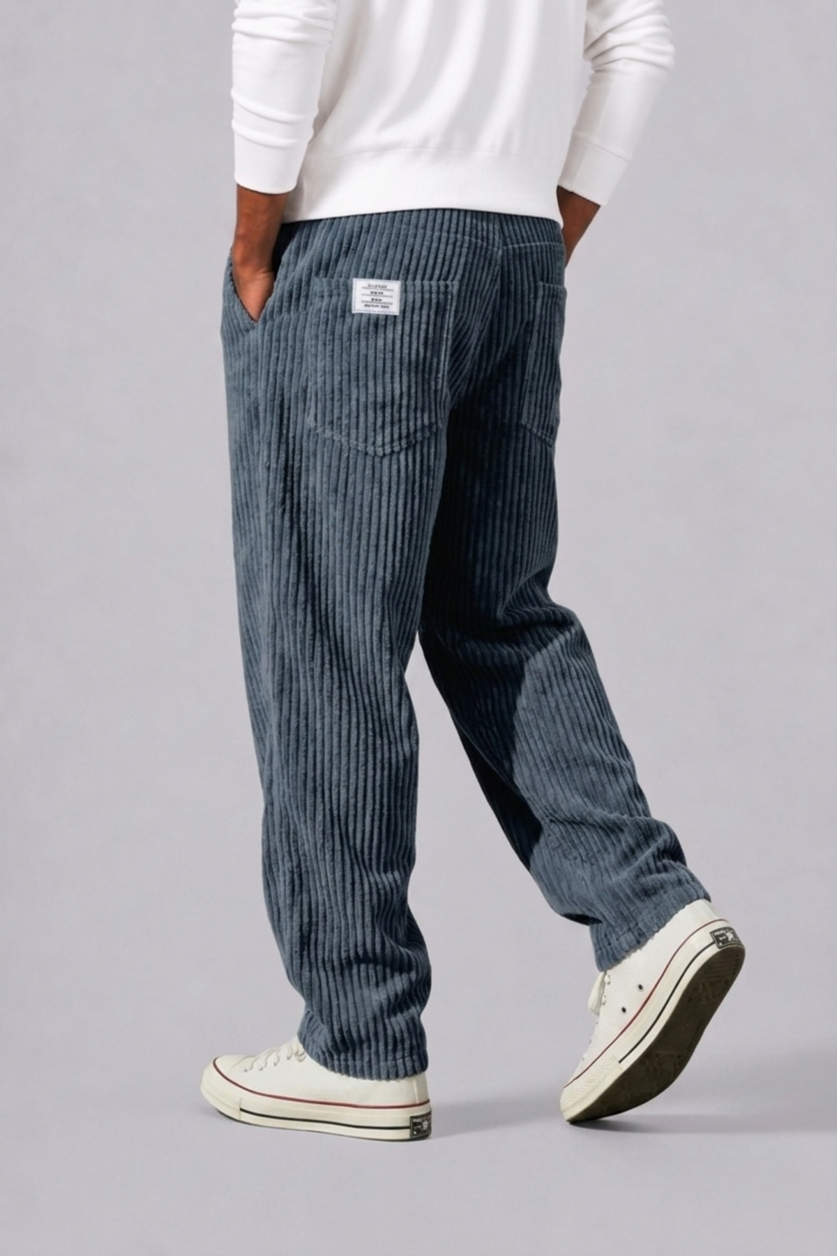 Armando | Pantalón de Pana para Hombre con Cintura Elástica y Pierna Recta - Azul