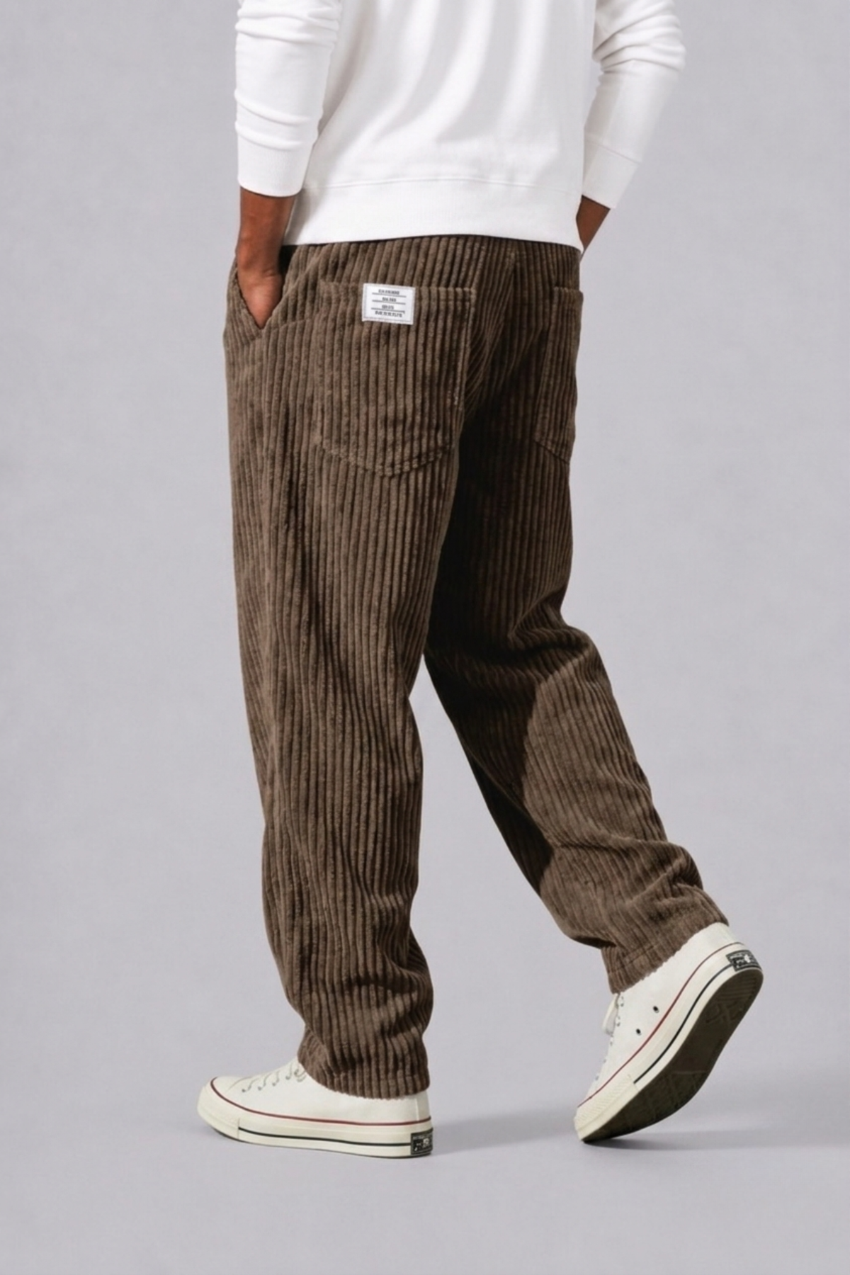 Armando | Pantalón de Pana para Hombre con Cintura Elástica y Pierna Recta - Marrón
