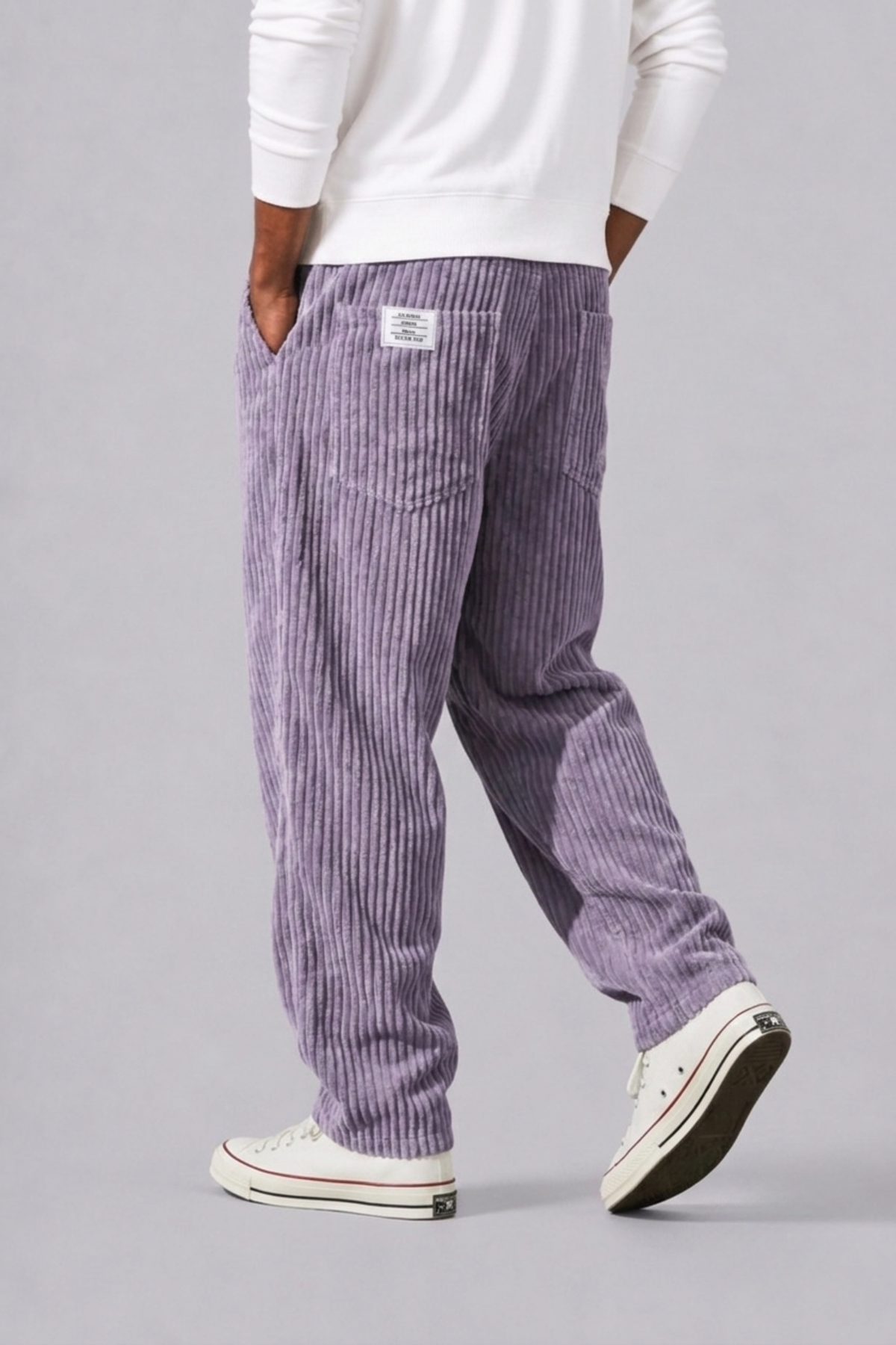 Armando | Pantalón de Pana para Hombre con Cintura Elástica y Pierna Recta - Lila