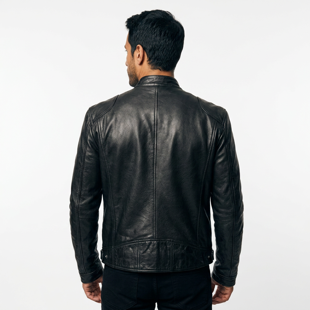 Chaqueta biker de hombre efecto piel con cuello alto - imagen 4