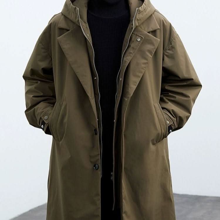 Basilio | Parka Larga para Hombre con Capucha y Solapa