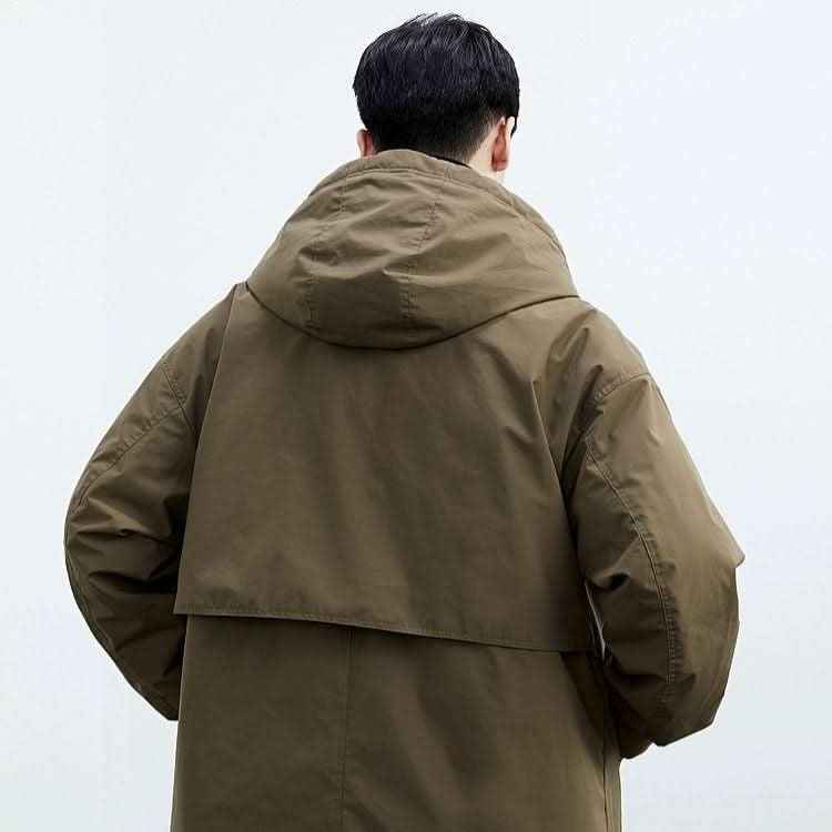 Basilio | Parka Larga para Hombre con Capucha y Solapa