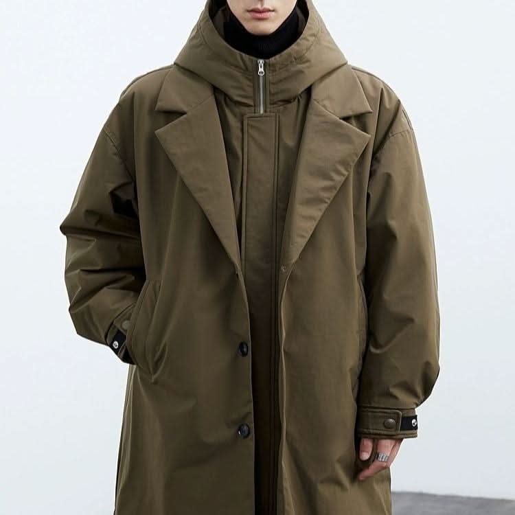 Basilio | Parka Larga para Hombre con Capucha y Solapa