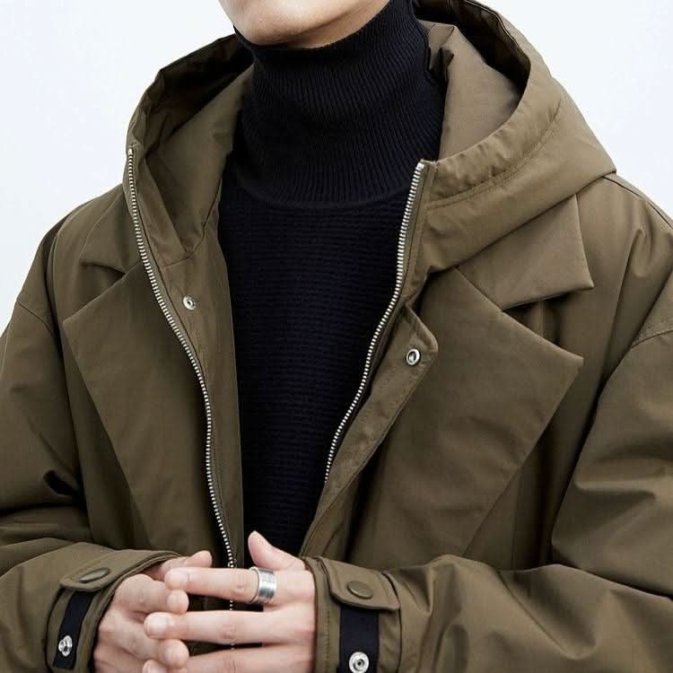 Basilio | Parka Larga para Hombre con Capucha y Solapa