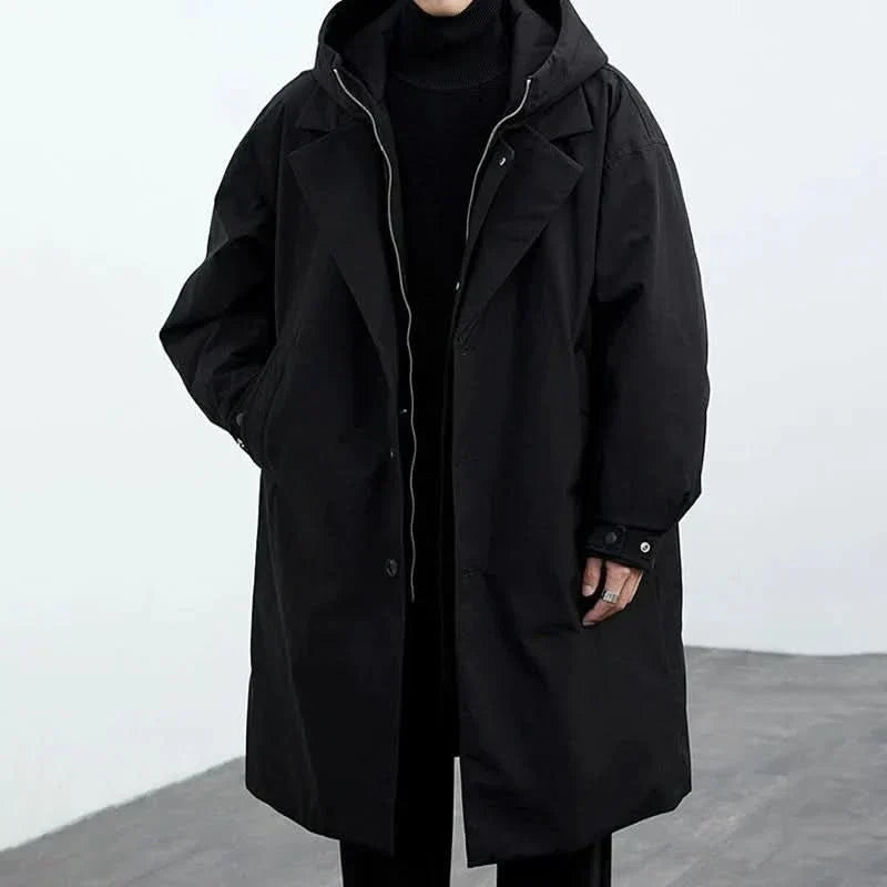 Basilio | Parka Larga para Hombre con Capucha y Solapa