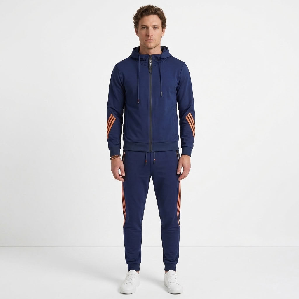 Benigno | Chándal de Felpa con Sudadera con Capucha y Pantalón Jogger para Hombre - Azul marino