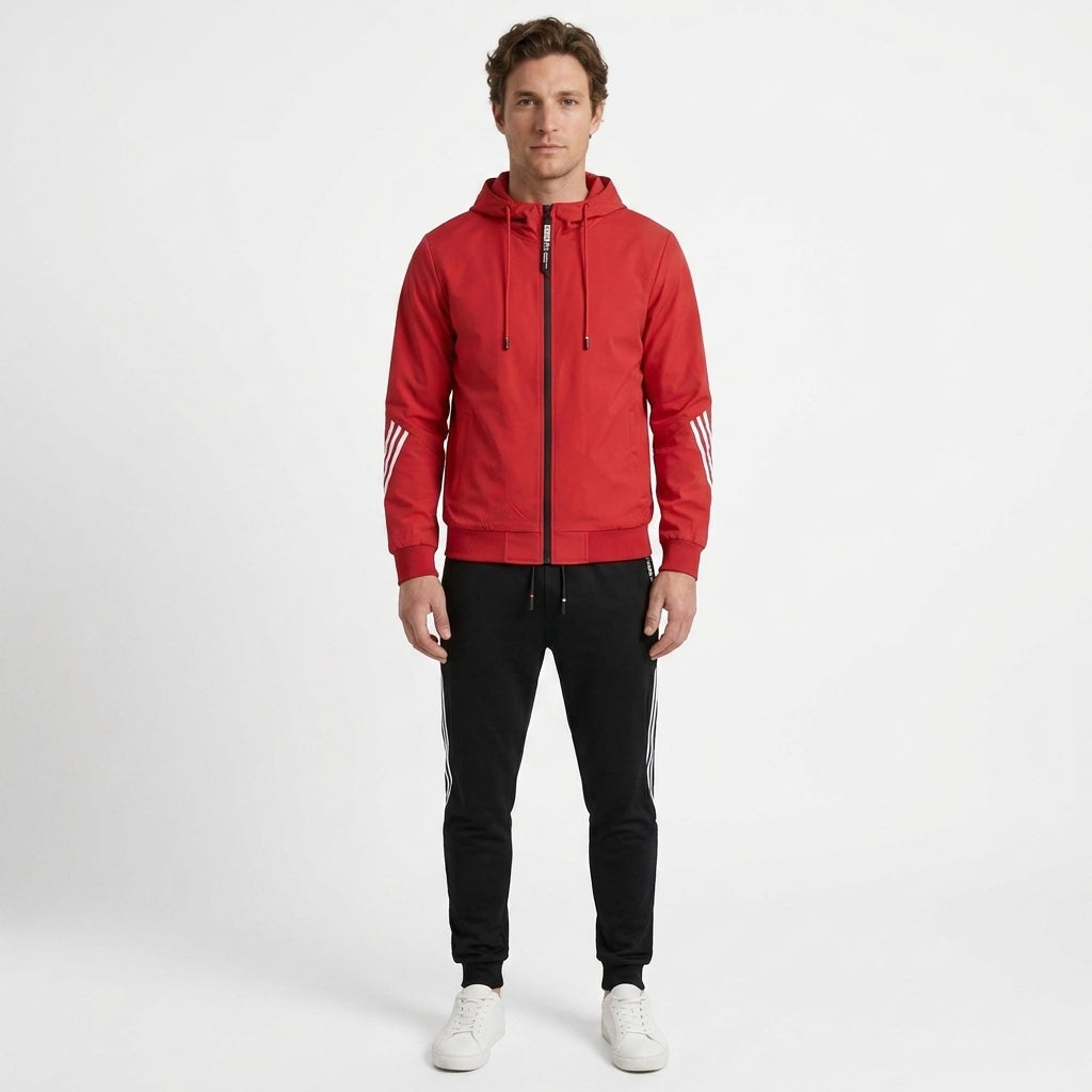 Benigno | Chándal de Felpa con Sudadera con Capucha y Pantalón Jogger para Hombre - Rojo