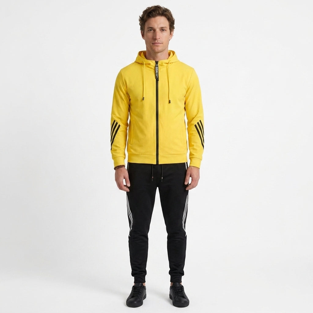 Benigno | Chándal de Felpa con Sudadera con Capucha y Pantalón Jogger para Hombre - Amarillo