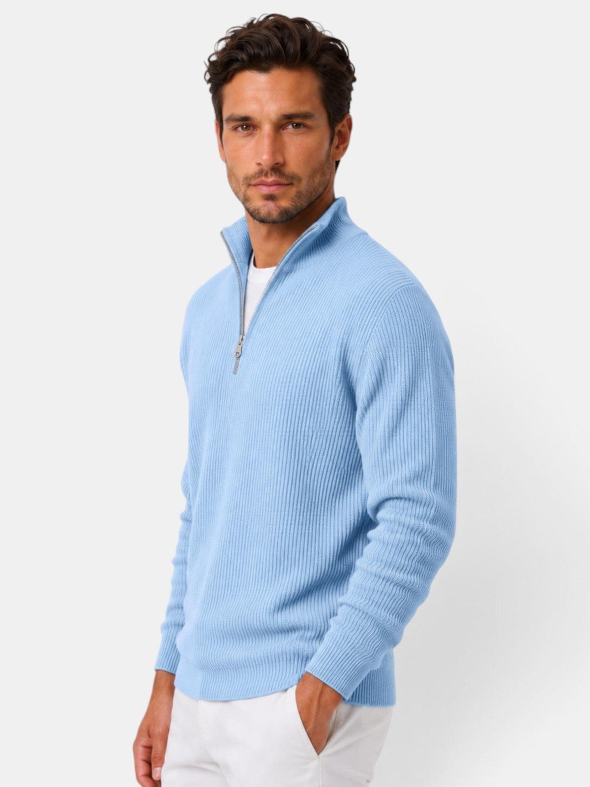 Bernardo | Jersey de Punto Acanalado con Media Cremallera para Hombre