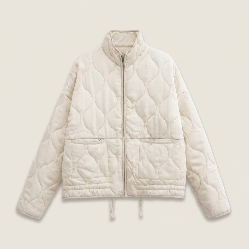 Brígida | Chaqueta Acolchada con Pespunte Ondulado y Cuello Alto