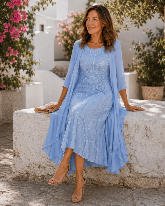 Celeste | Vestido Guardapolvo de Lentejuelas