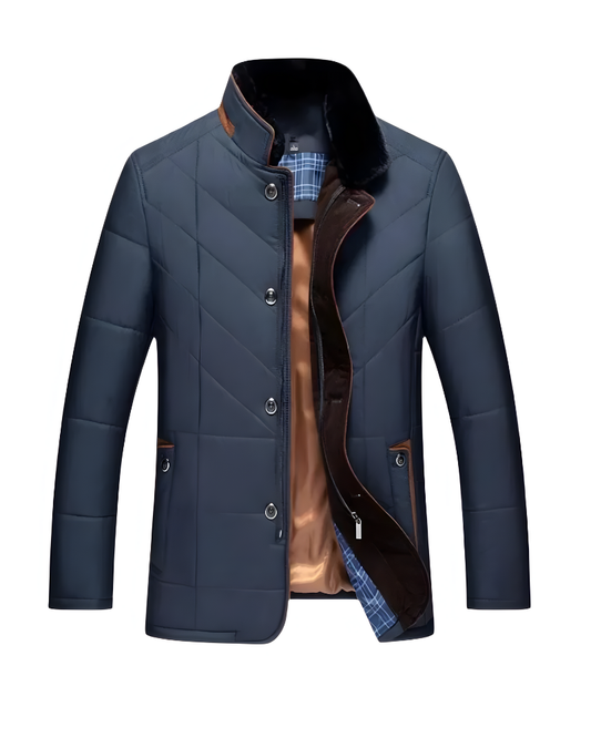 Celestino | Chaqueta Acolchada de Hombre con Cuello de Pelo Sintético - Azul marino