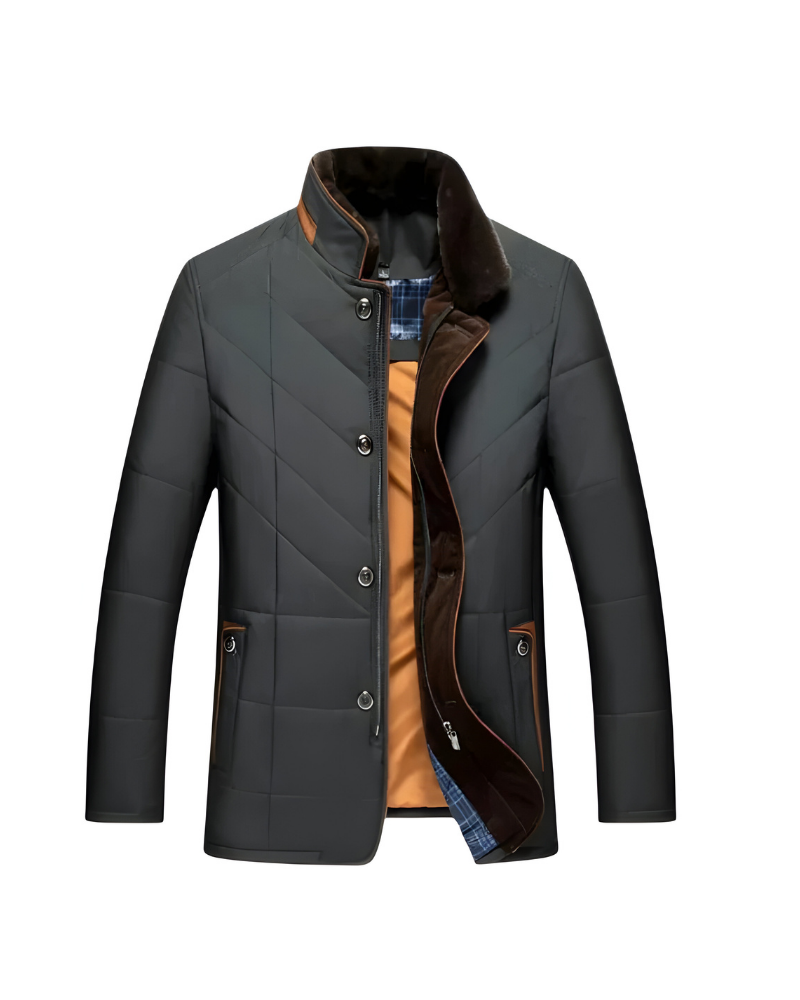 Celestino | Chaqueta Acolchada de Hombre con Cuello de Pelo Sintético - Gris oscuro