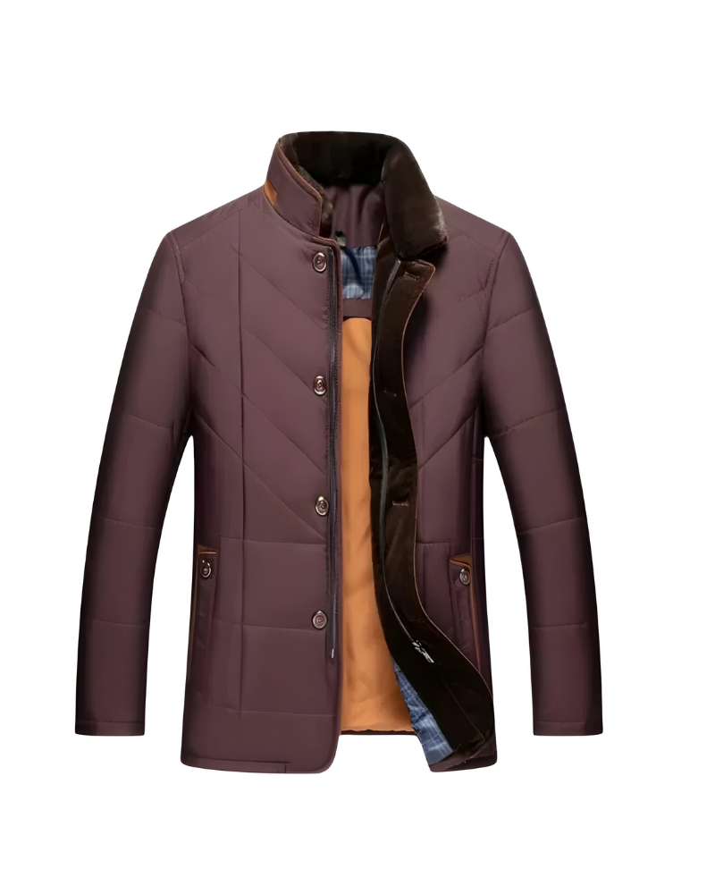 Celestino | Chaqueta Acolchada de Hombre con Cuello de Pelo Sintético - Burdeos