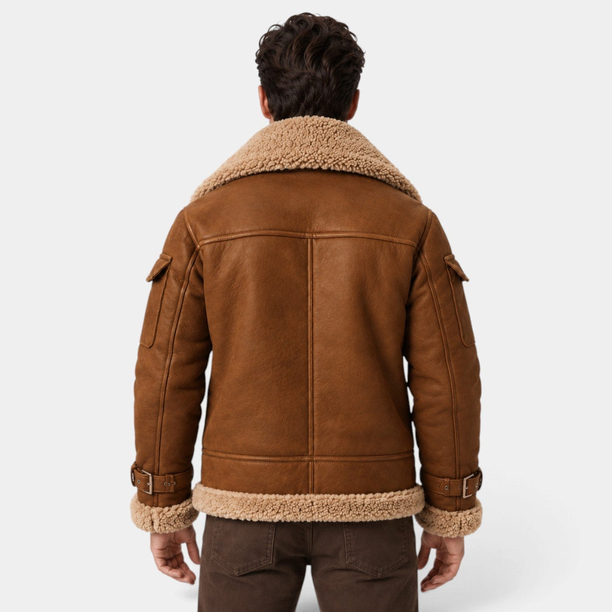 Clemente | Chaqueta Aviador Efecto Piel con Cuello de Borreguito para Hombre