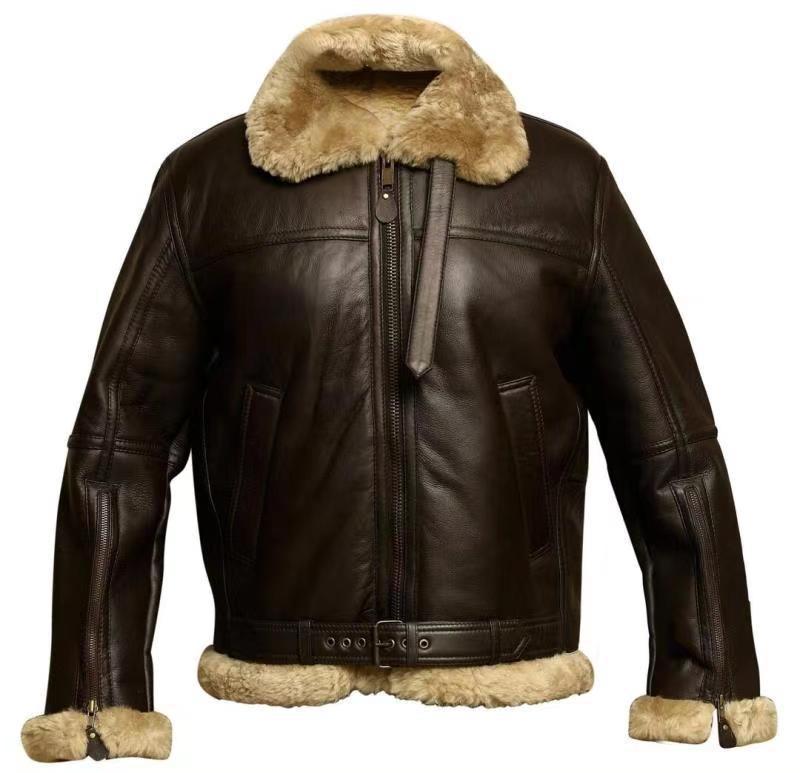 Conrado | Chaqueta Aviador de Hombre Efecto Piel con Cuello de Pelo Sintético