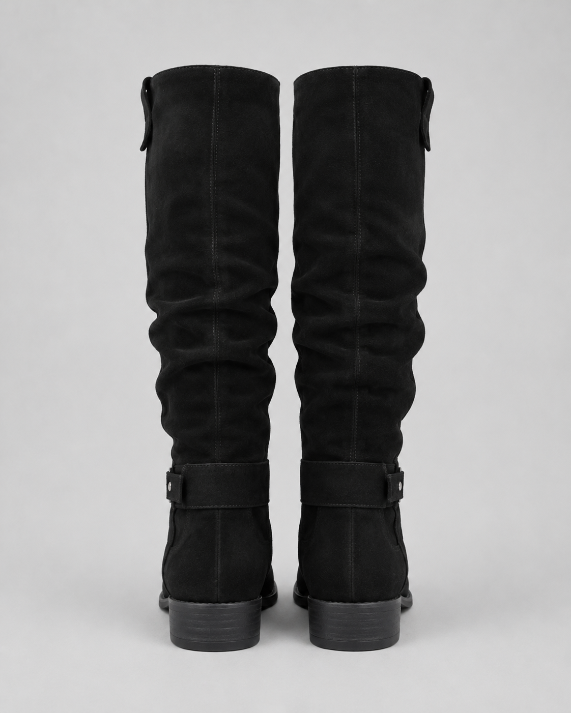 Botas altas de antelina con tacón bajo para mujer